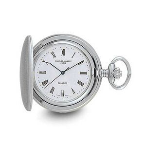Charles Hubert Satin Chrome-finish Off White Dial Pocket Watch